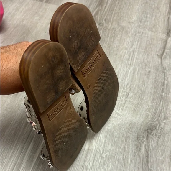 Steve Madden Clear and Tan Studded Sandals - Picture 2 of 3